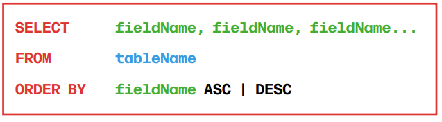 <p>A command in DML that sorts results from one or more fields in ascending or descending order.</p>