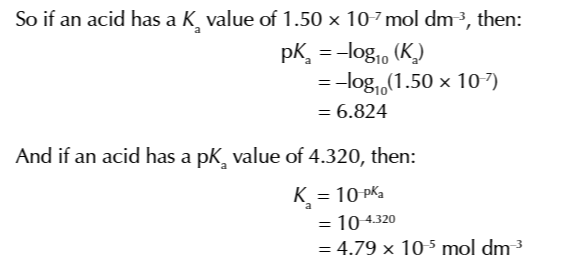 <p>Ka=10<sup>-pKa</sup></p>