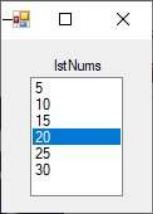 <p>What does lstNums.Items.Count produce?</p>