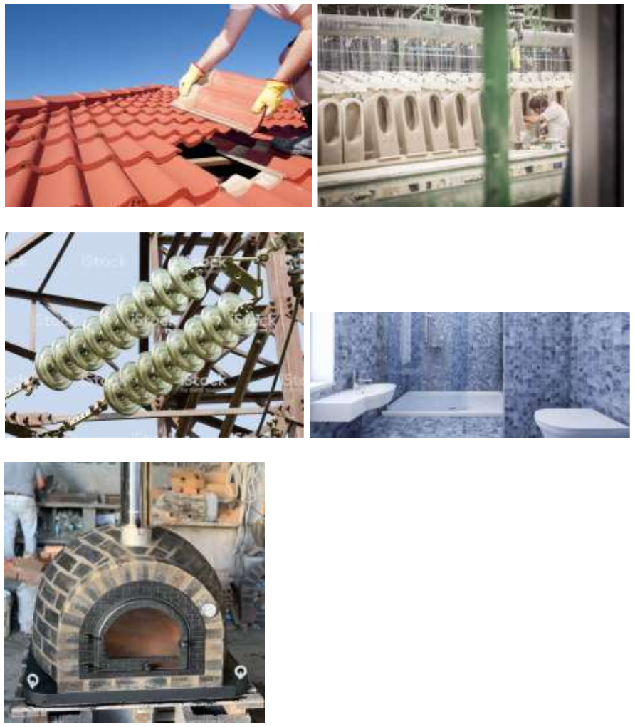 <p><span>Reliez la famille des céramiques traditionnelles à son image correspondante ? (5 points)</span></p><p><span>1. Faiences – 2. Terres cuites – 3. Porcelaines – 4. Réfractaires – 5. Grès</span></p>