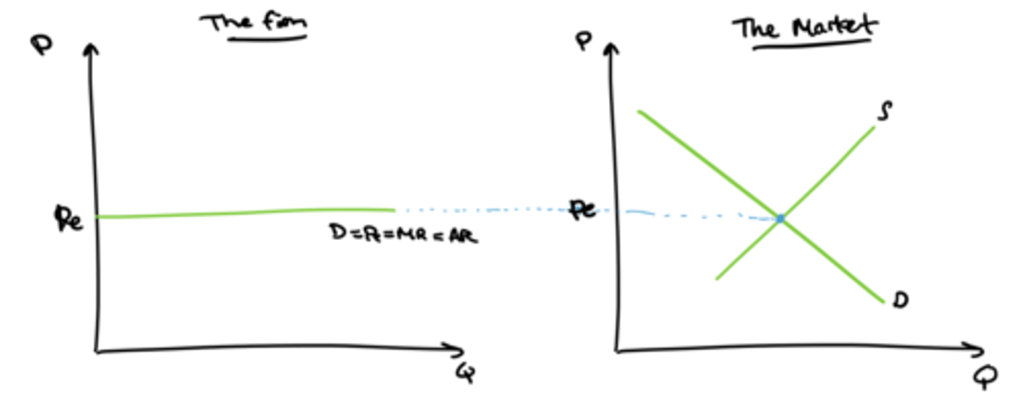 <p>Firms that take the price given by the market - NO CONTROL OVER THE PRICE</p>