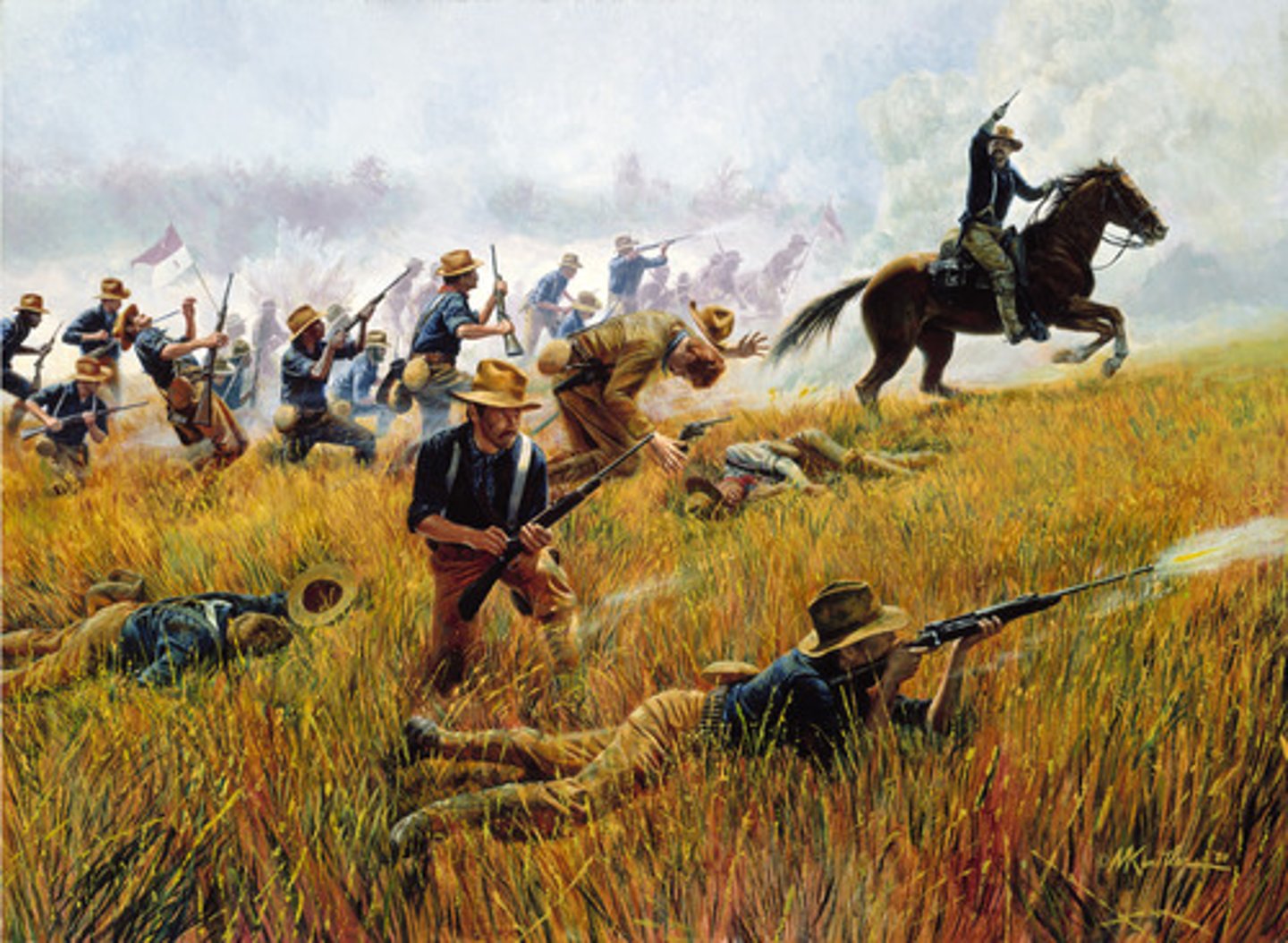 <p>Volunteer regiment of US Cavalry led by Teddy Roosevelt during the Spanish American War</p>