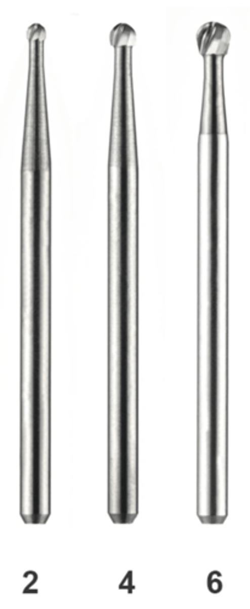 <p>•#2, 4, and 6</p><p>•Come in Standard Length and Surgical Length</p><p>•Used in high speed handpiece for initial access preparation</p>