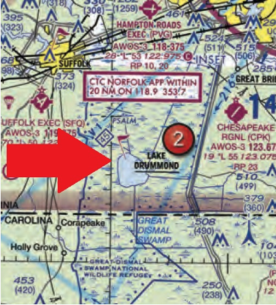 <p><span>Why would the small flag at Lake Drummond of the sectional chart be important to a remote pilot?</span></p>