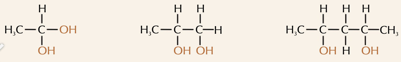 <p>contain 2 -OH groups</p>