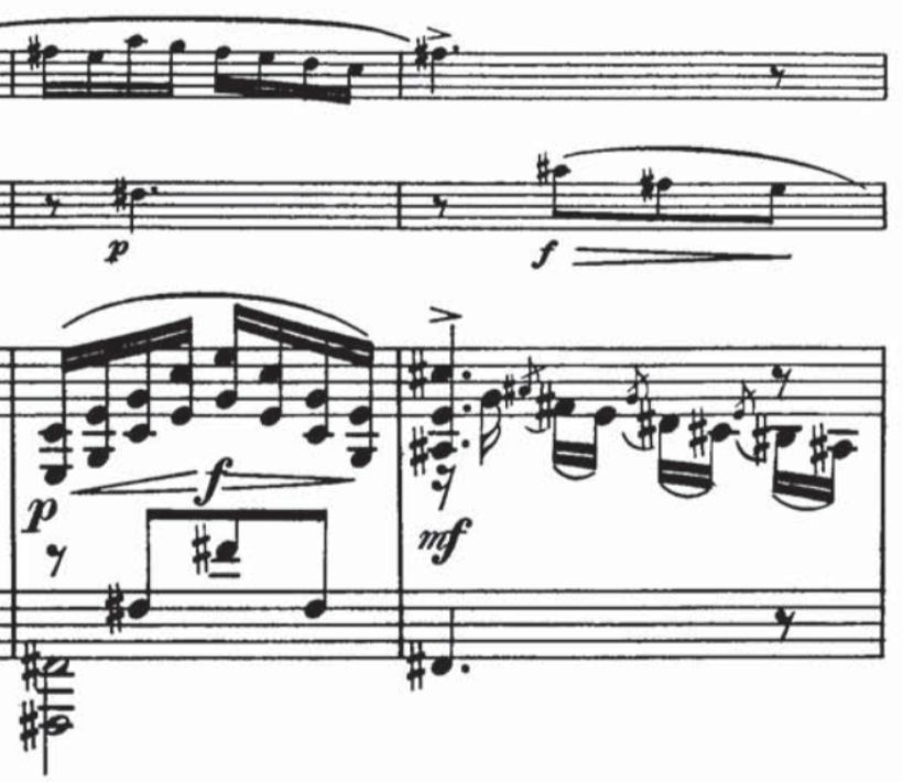 Scale and harmony suggested in bars 21-22