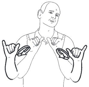 <p>With both hands in the &quot;Y&quot; shape, circle them in front of your chest</p>