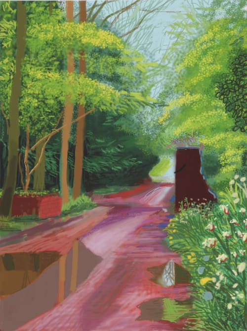 <p><span>What drawing medium did David Hockney use to make his drawing entitled </span><em>The Arrival of Spring in Woldgate, East Yorkshire in 2011</em><span>?&nbsp;</span></p>