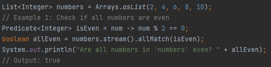 <p>Returns true if all elements match the predicate.</p>