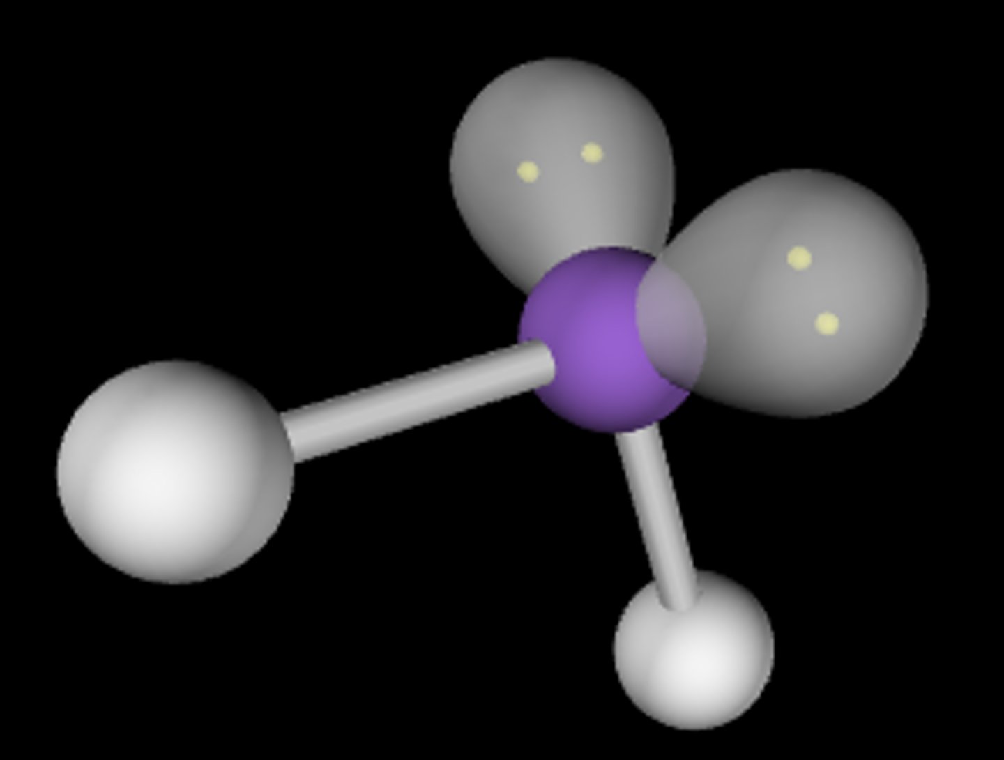 <p>4 electron domains</p><p>2 bonding domains</p><p>2 lone pairs</p><p>less than 109.5 degree angles = smaller than trigonal pyramidal</p>