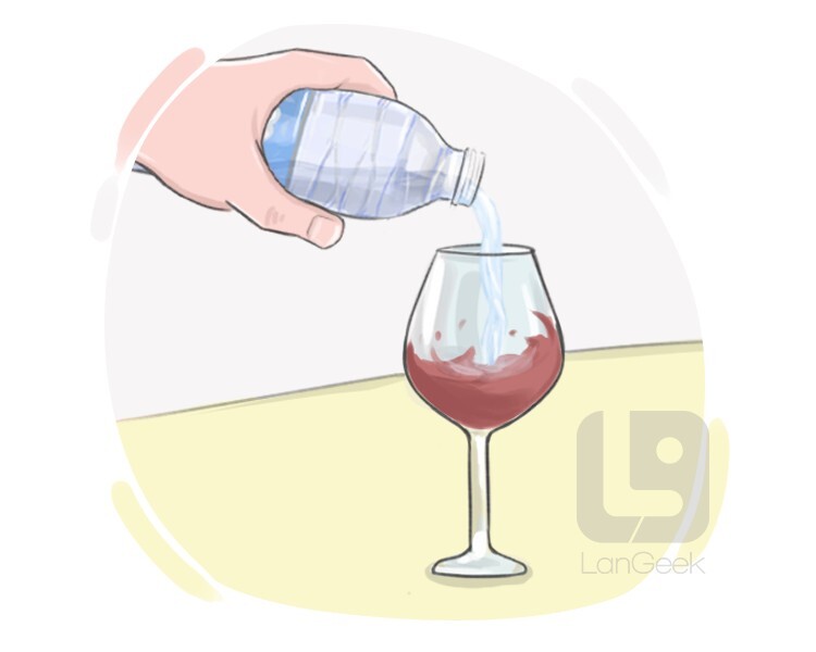 <p>to make something weaker or less concentrated by adding something else, usually liquid or unnecessary elements.</p><p></p>