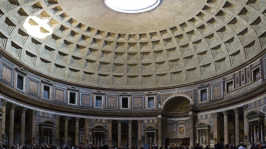 <p style="text-align: center;"><span style="background-color: transparent; font-family: "EB Garamond", serif;"><strong>Pantheon,</strong><em>Built during the reign of Emperor Hadrian</em>. Imperial Roman. 118–125 C.E. Concrete with stone facing. Dome=140 ft. in diameter</span></p>