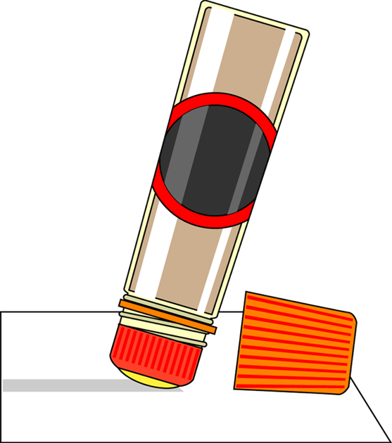 <p>(v). [a stamp] To attach something to something else using a sticky substance like glue.</p>