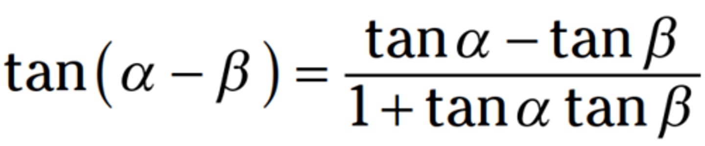 <p>tan(u - v) = (tan(u) - tan(v)) / (1 + tan(u)tan(v))</p>