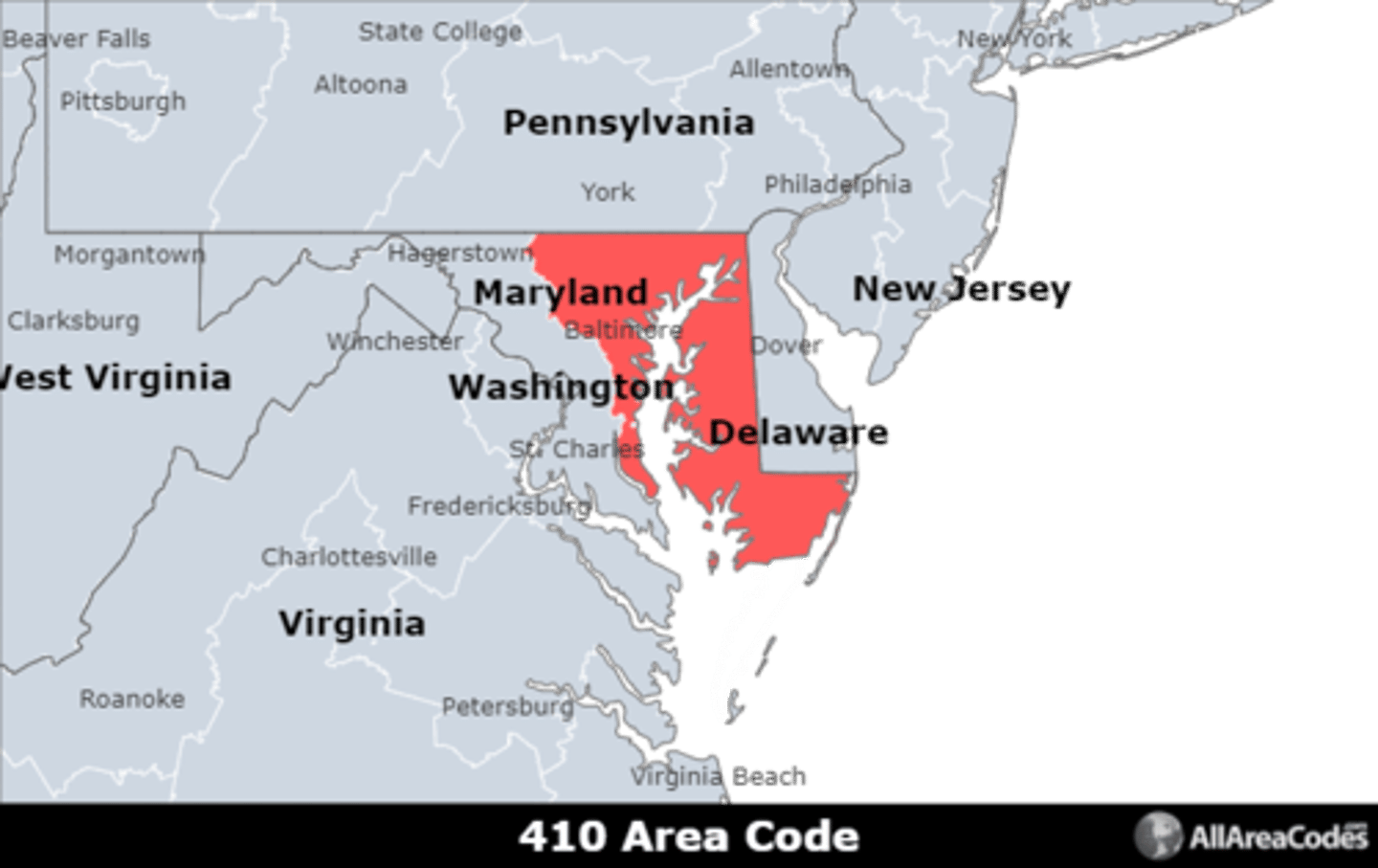 <p>Area code 410 is located in eastern Maryland and covers Baltimore, Columbia, Glen Burnie, Ellicott City, and Dundalk. It has 2 overlays (443 and 667) that serve the same area.</p>