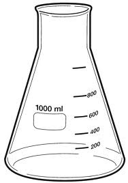 <p><span>Container; common sizes are 125 ml, 250 ml, 500 ml; may be heated; it has a thin neck and a wide base; used to hold liquids when carrying out reactions and preparing solutions</span></p>