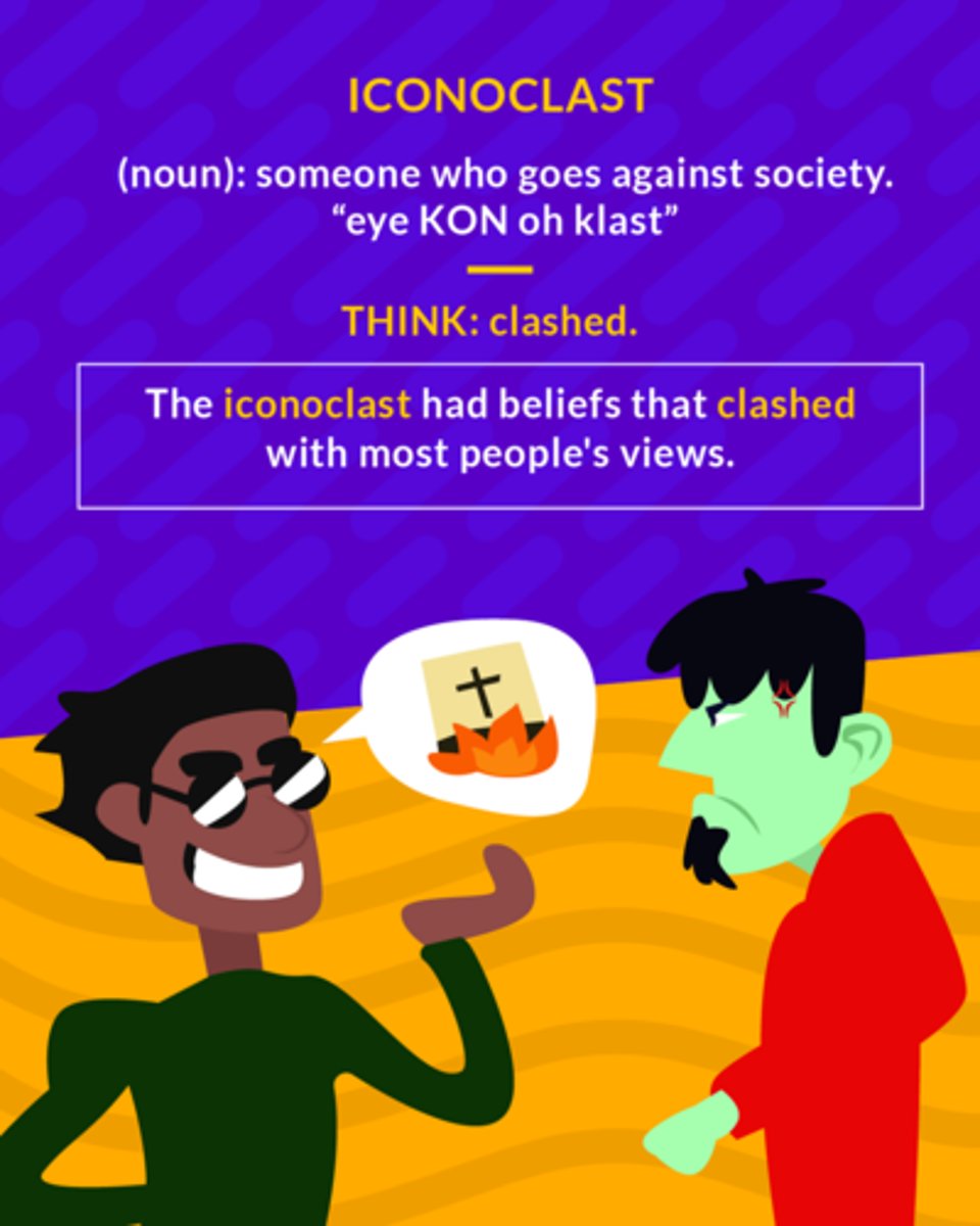 <p>one who opposes established beliefs, customs, and institutions</p><p>(noun) someone who goes against society</p>