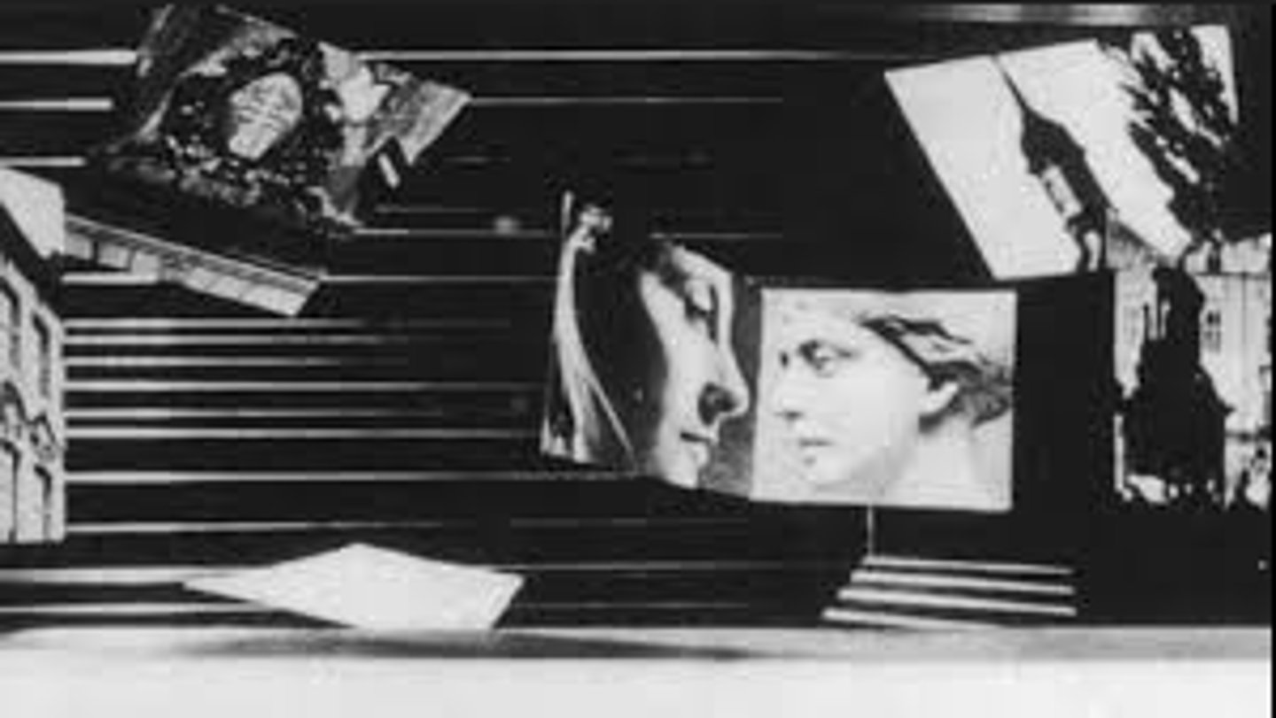 <p>-1958</p><p>-Czech director and scenic designer, setting with sound and light</p><p>-Laterna Magika: live actors combined with still and moving pictures, 8 mobile screens, treadmills and trapdoor (use of shadows)</p><p>-Polyekran: 7 screens of varying size hung at varying distances, overcomes "visual paralysis" (set staying the same) picture attached</p><p>-kinesthetic stage rather than static stage, lots of dimension</p>