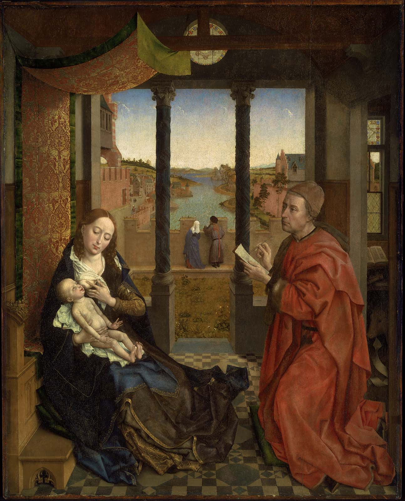 <p>This painting by Rogier Van der Weyden is of which St. that is drawing the Virgin and child?</p>