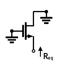 <p>What is the Req of a MOSFET when looking into the source and when there is nothing on the drain?</p>