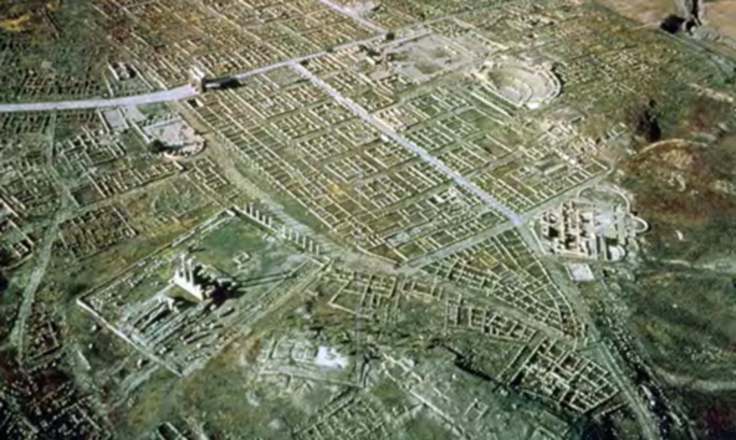 <p>Know as an example of the Roman urban "kit", with all of its major parts:</p><p>• Colonnaded Street, the Decumanus</p><p>• Forum and theater</p><p>• Theater</p><p>• Temple</p>