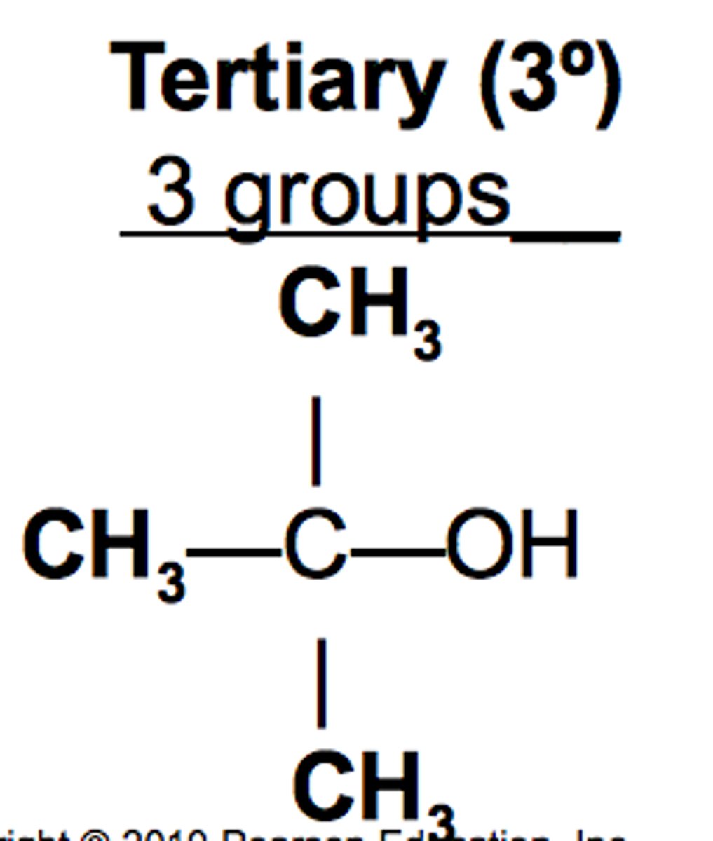 <p>OH bonded to carbon that is bonded to 3 other carbons</p>