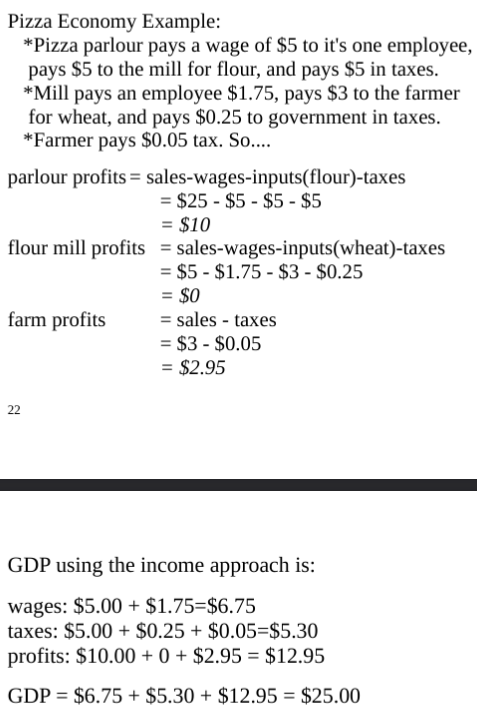 <ul><li><p>Sum all income received by workers, the government and<br>firms (wages, taxes, and profits)</p></li></ul><p></p>