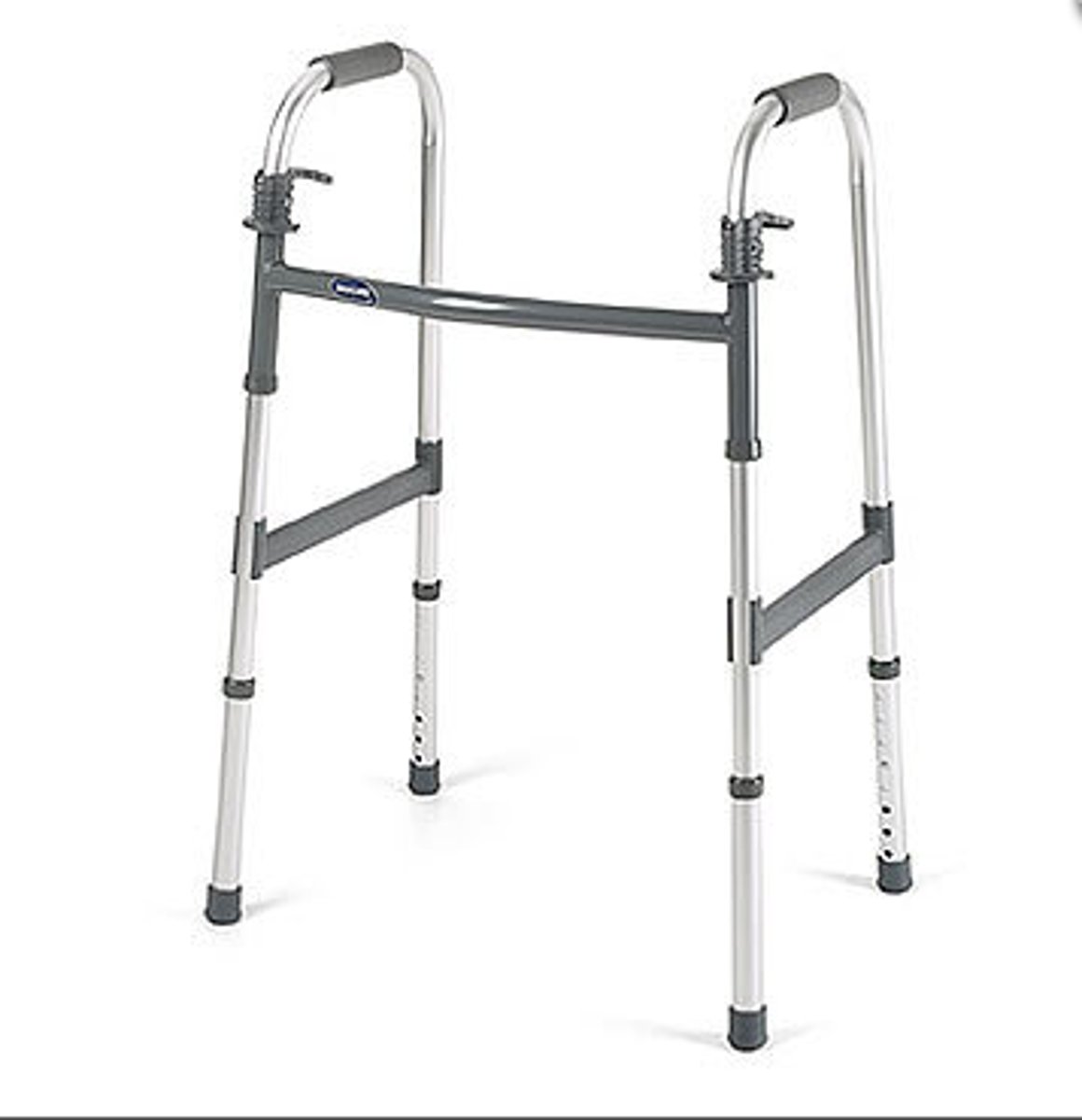 <p>An assistive device that offers more support than cane or crutches and can come in various forms such as: No wheels, two wheels, and four wheels</p>