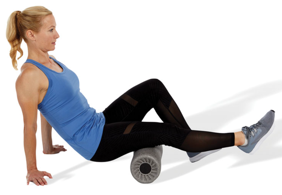 while sitting, the target leg is straight with the roller underneath the posterior thigh, and the opposite knee is flexed

roll along the length of the muscle

avoid rolling over the knee joint

using a massage ball instead of a foam roller is a progression for this exercise and can help pinpoint tender areas