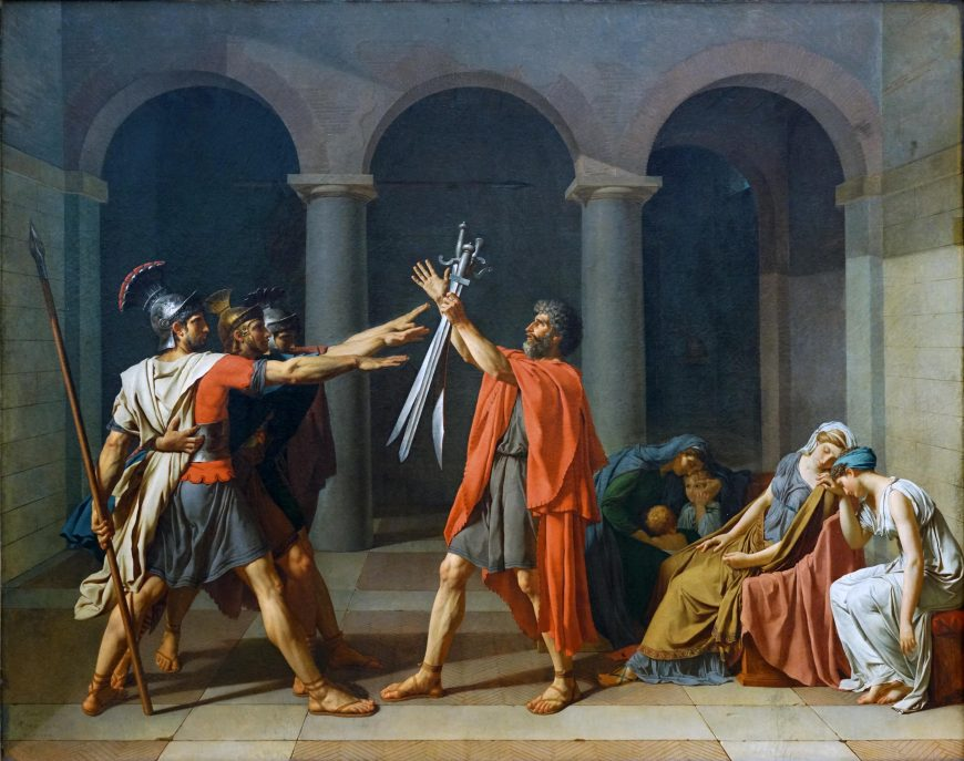 <p>Jacques-Louis David, Oath of the Horatii, 1784<br><em>Neoclassicism</em></p>