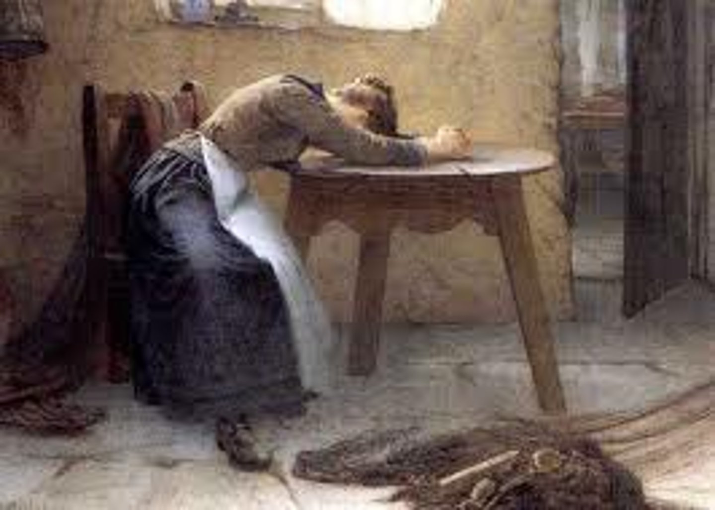 <p>Deprived of; made unhappy through a loss.</p>