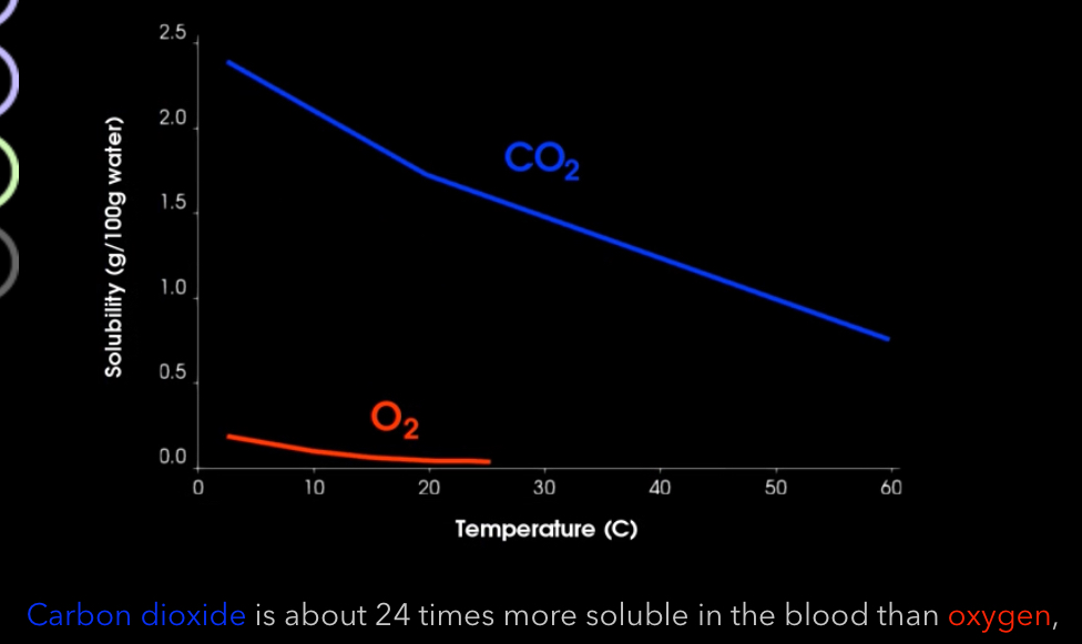 <p>Requiring oxygen to have a higher pressure gradient to “push” it down its gradient than CO2</p>