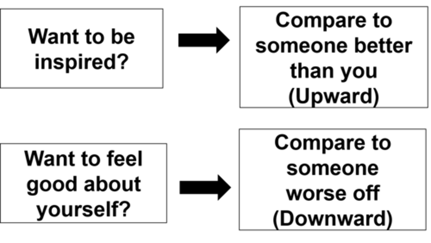 <p>when an individual evaluates their abilities and attitudes based on how they see themselves in comparison to others</p>