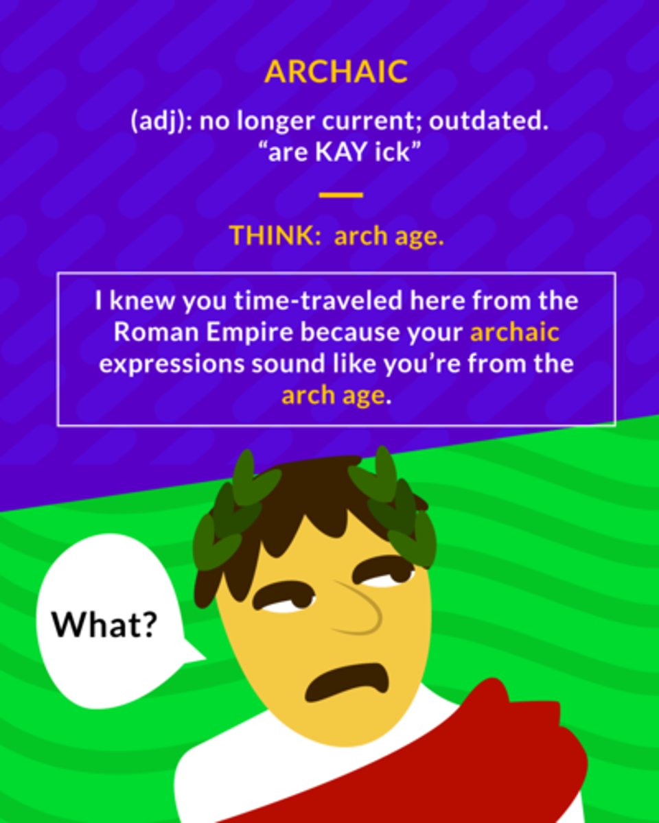 <p>(adj.) ancient; old-fashioned</p><p>(adj.) Very old or outdated — no longer in common use.</p><p>(adj.) outdated</p>