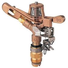 <p>&nbsp;Sprinkler head that rotates and delivers water in a circular pattern.</p>