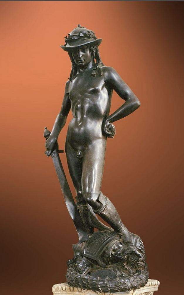 <p>Donatello, <em>David</em>, Florence, ca. 1440-1460. Bronze.</p>