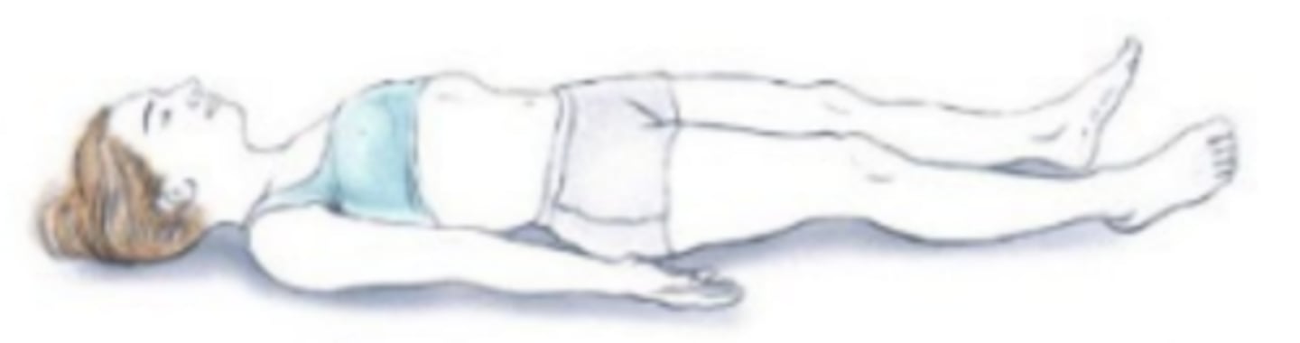 <p>lying on the back</p><p>knees can be flexed for comfort</p><p>The most common surgical position. The patient lies flat on their back on the operating room bed. The spinal column should be in alignment to the bed. This position is often used for facial, abdominal, and extremity procedures.</p>