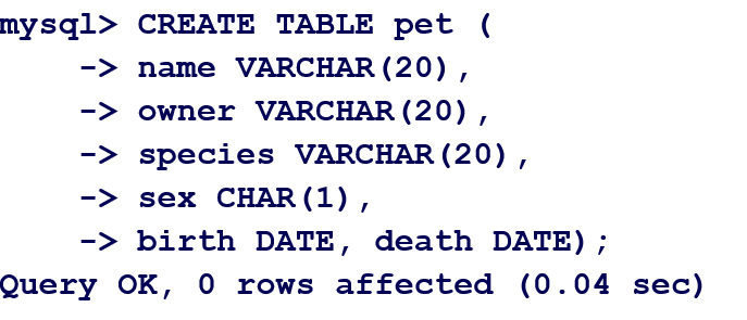 <p>CREATE TABLE</p>