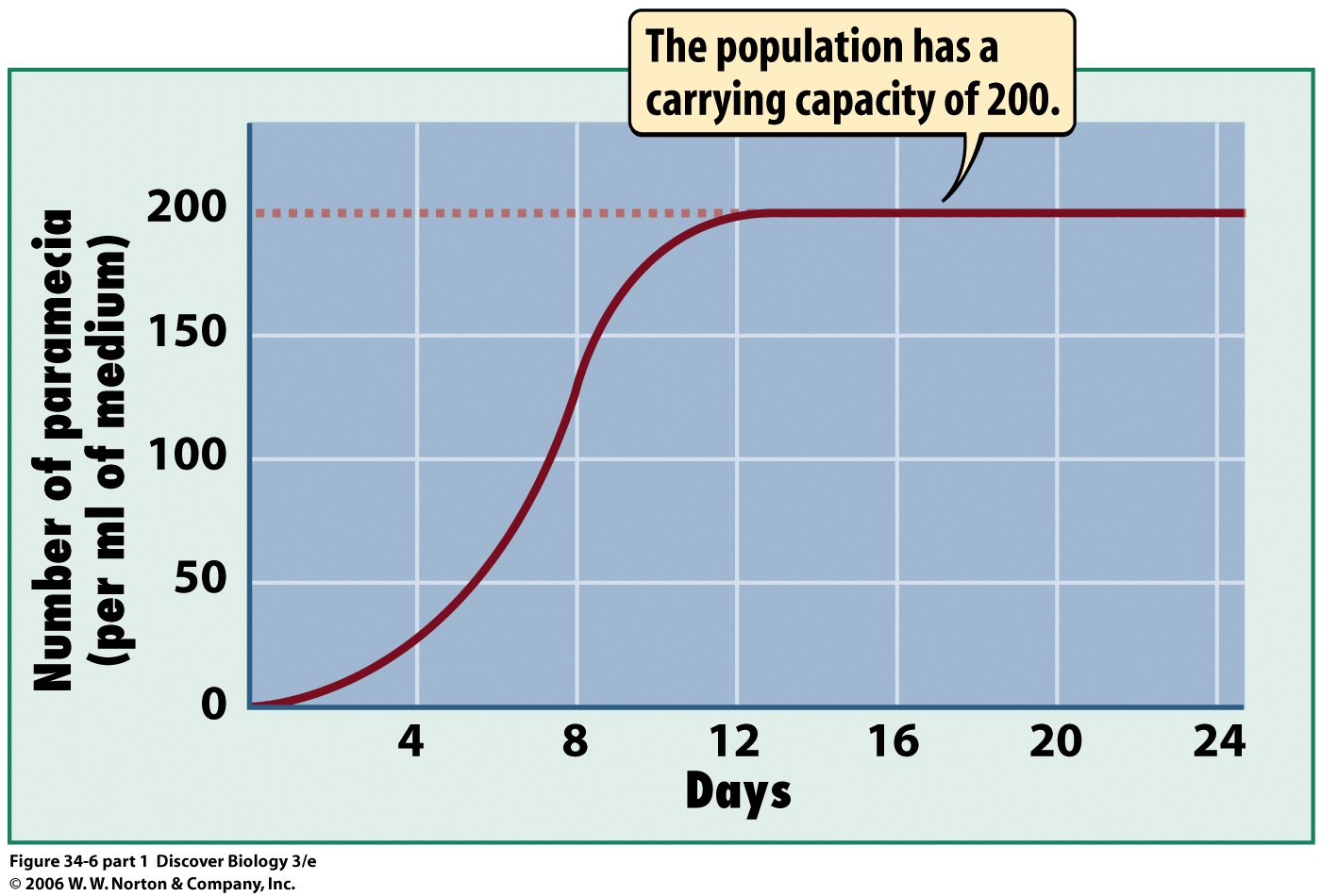 <ul><li><p>max number of organisms an environment can support</p></li><li><p>on a graph: look for the horizontal line that represents the maximum population size the environment can sustain, which is typically the point where an S-shaped (logistic) curve flattens out</p></li></ul><p></p>