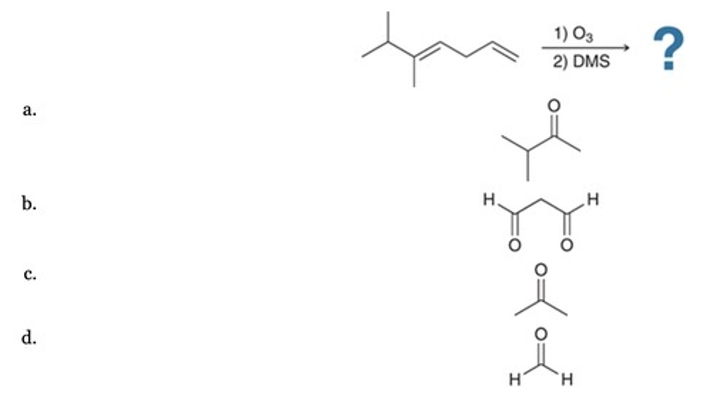 <p>Which of the following compounds is NOT a product of this ozonolysis reaction?</p>