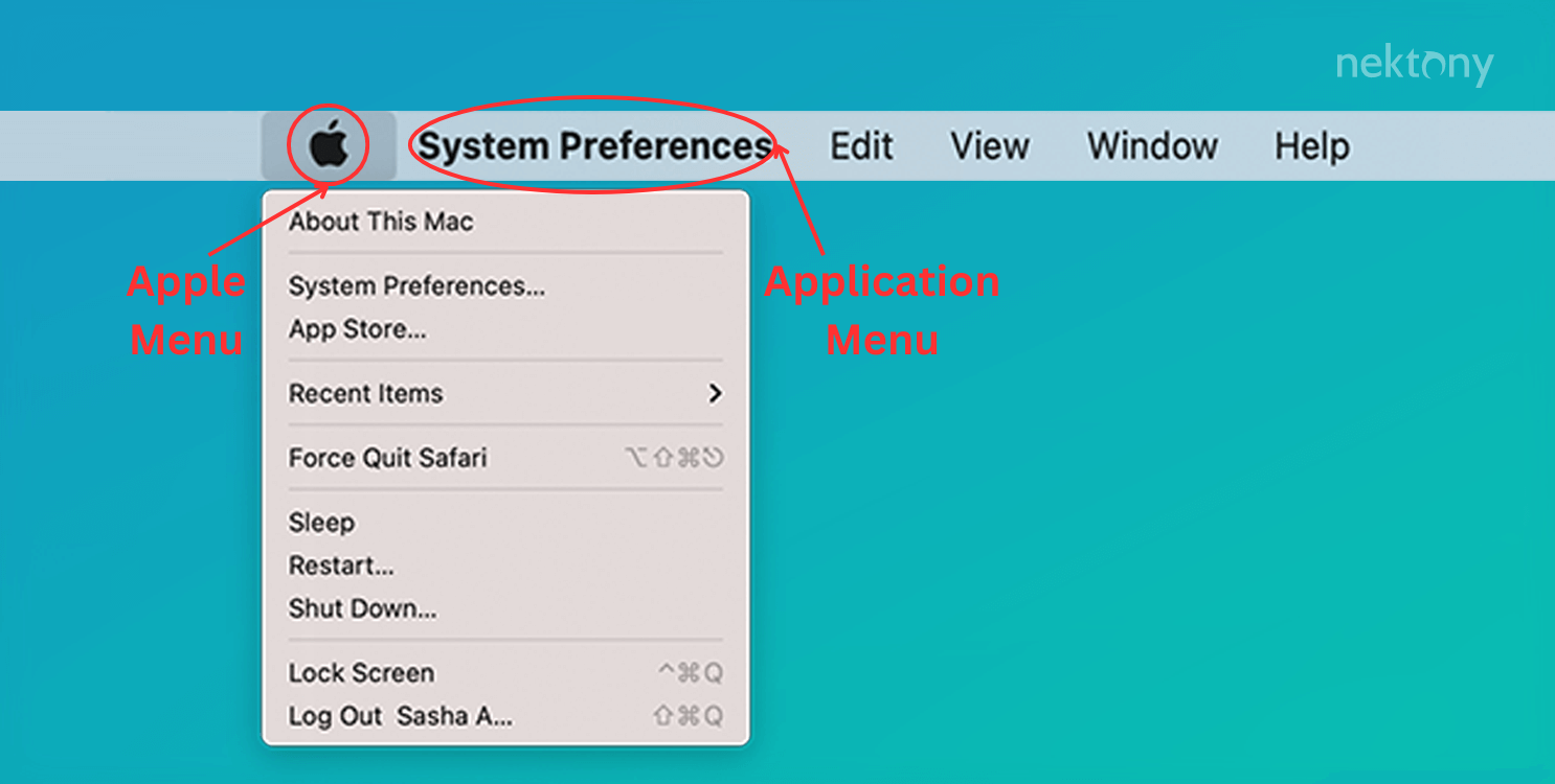 <p>Application Menu</p>