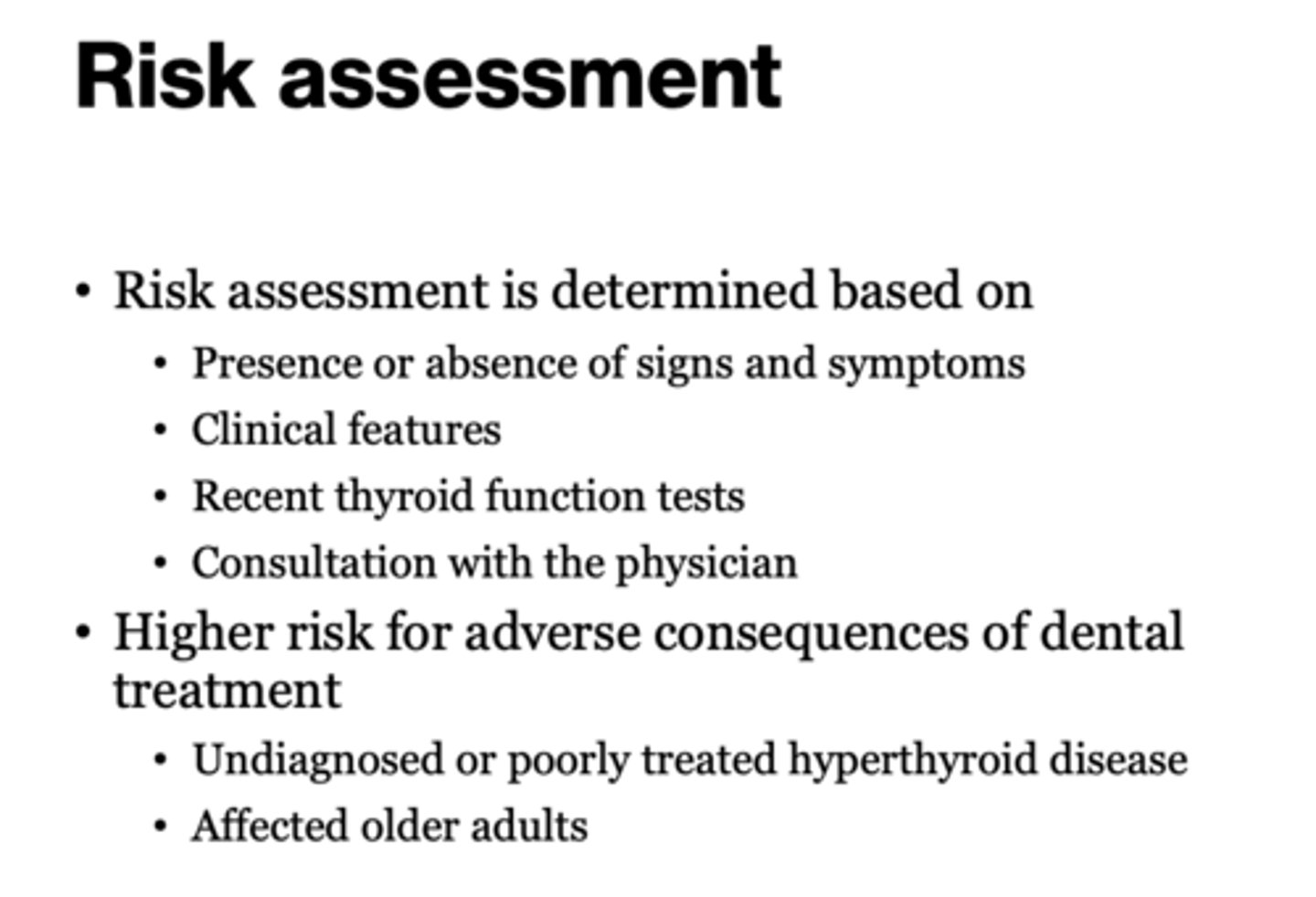 <p>- Undiagnosed or poorly treated hyperthyroid disease</p><p>- Affected older adults</p>