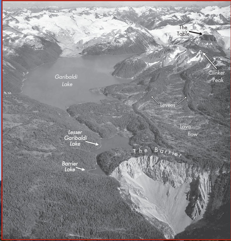 Evidence of the Mt. Garibaldi eruption 12,000 years ago in British Columbia is preserved in currently exposed rock.