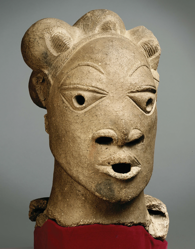 <p>A lot of African art is perishable. Smooth surfaces and D-shaped eyes are characteristic of works from the culture known as Nok</p>