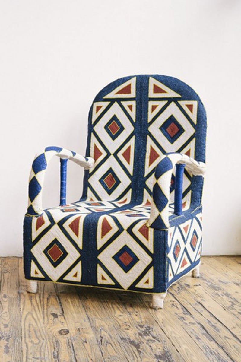 <p>Stunningly intricate in design, these armchairs, native to the Yoruba tribes of Western Africa, are covered in a pattern created entirely from beads. Originally designed for ceremonial purposes, the chairs can comprise over 100,000 beads, each hand-applied to the armchair.</p>
