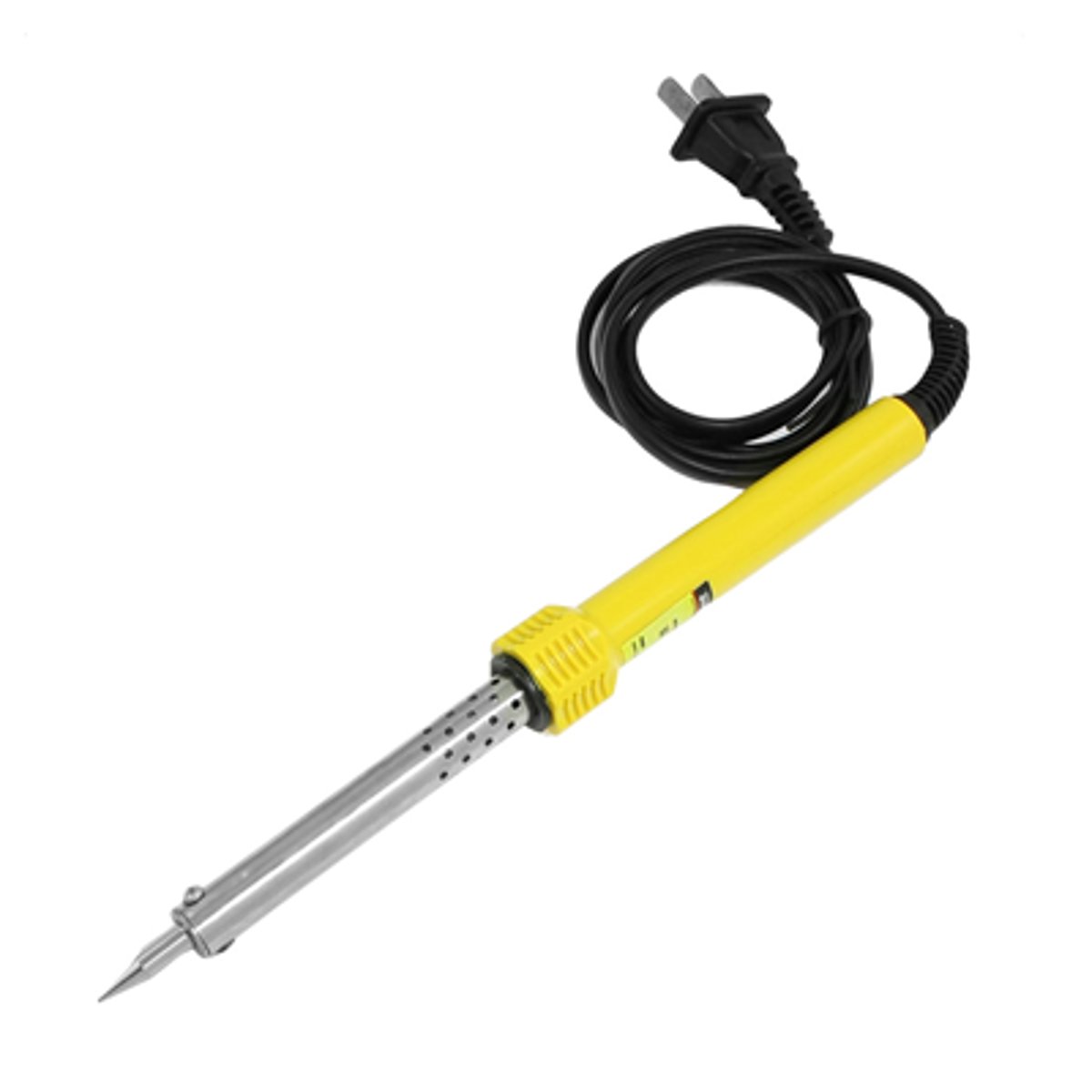 <p>It has a replaceable copper tip. Soldering irons are sized from very light duty for soldering fine wires to heavy duty for soldering sheet metal.</p>