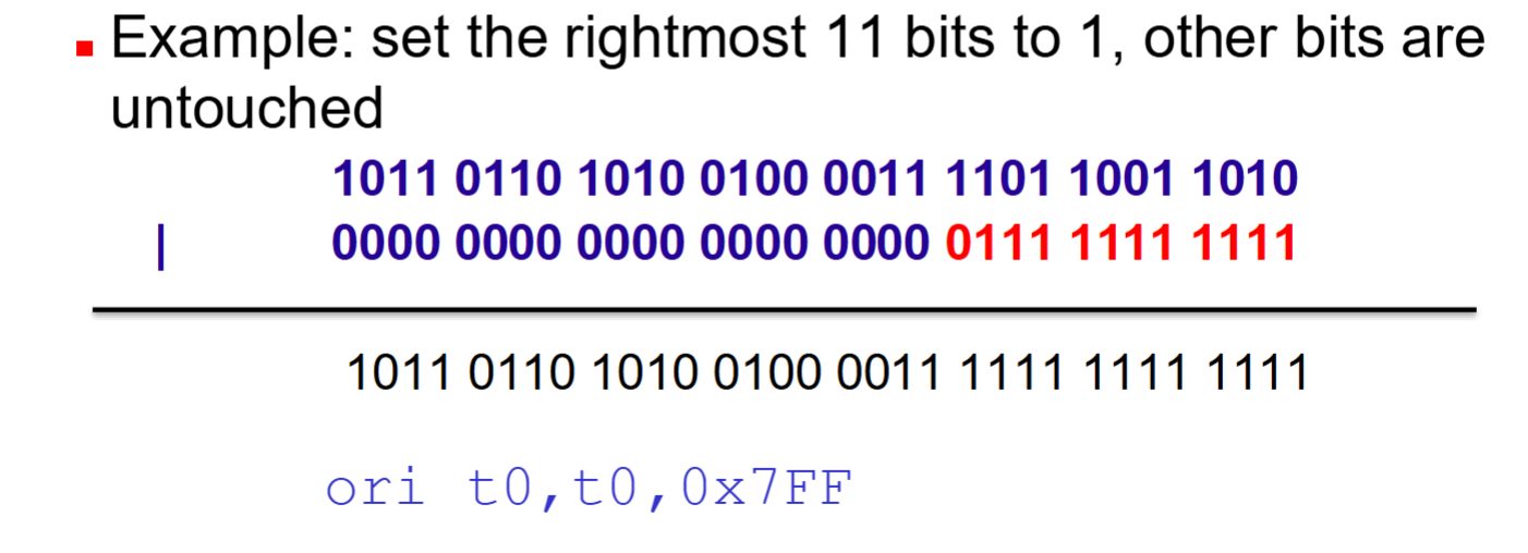 <p>force bits to 1</p><p>since or with 0 produces original bit, with 1 produces 1…</p><p>Spam 0’s for ones you want to keep, spam 1’s for bits you want to convert to 1</p>
