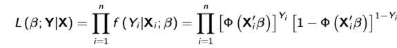 <p>Applies because Y|X is a Bernoulli random variable with y either 0 or 1. The total likelihood function is this * marginal density of X, but can be ignored so long as the marginal density doesn’t depend on the parameters of interest. Even if it does, it may be better to limit attention to the conditional likelihood since misspecification of the marginal density may result in inconsistent MLE </p>