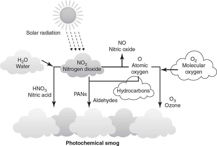 Steps in the formation of photochemical smog