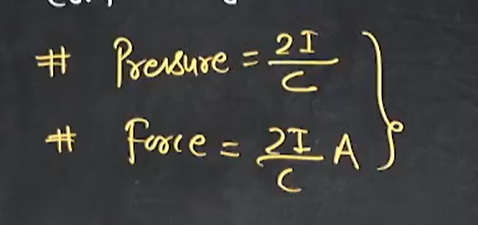 <p>Where,</p><p>I → Intensity of light</p><p>A → Area</p><p>c → Speed of light</p>